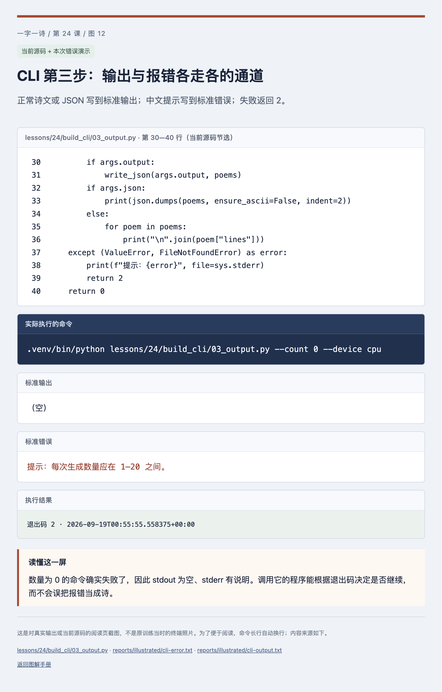 CLI 第三步:输出与报错各走各的通道